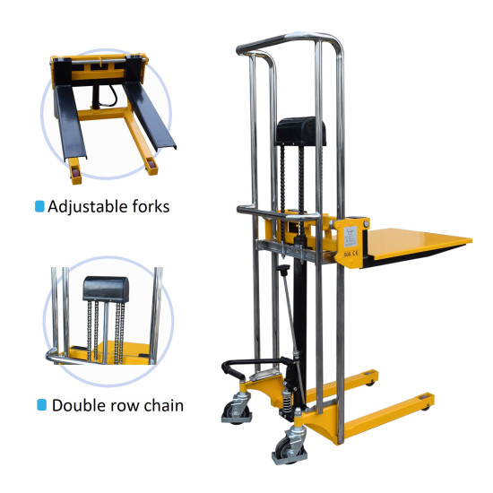 Manual Pallet Stacker Platform lift height 67" inch 880 Lb. Capacity