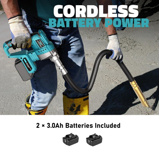 Mexx Power Cordless Concrete Vibrator with Lithium Battery &  Poker Shaft